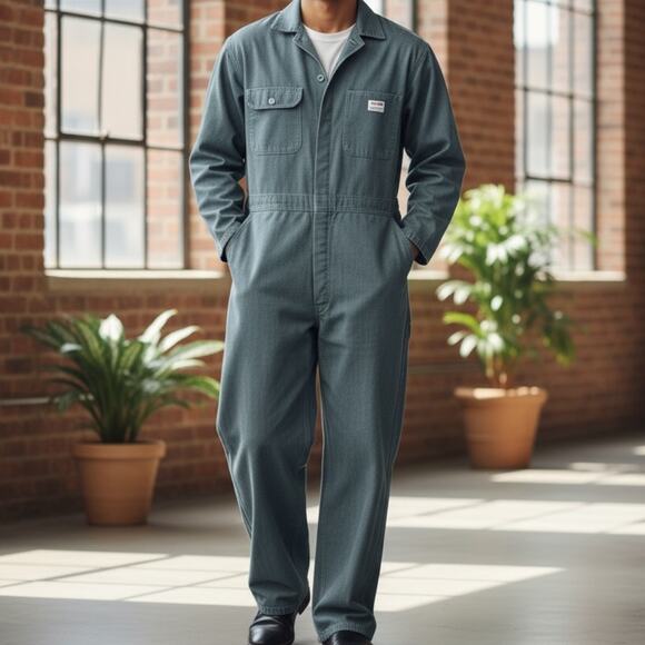 Vintage 60s Big Mac Sanforized Penneys Coveralls Size 42R Herringbone Denim - Picture 1 of 12